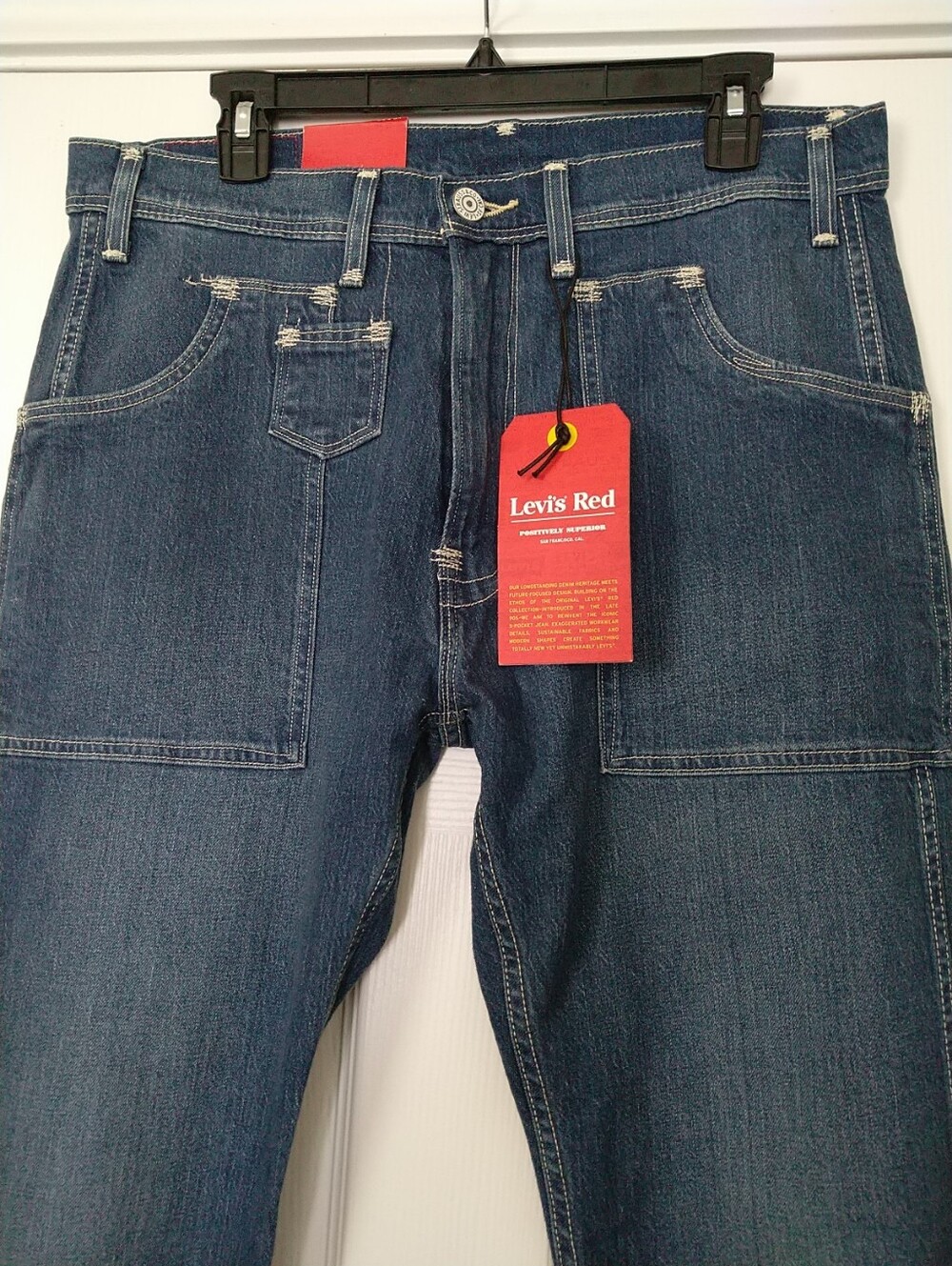 Levi's Red 505 Straight Utility Dark Blue Jeans Men's Sz W34/L34 NWT
